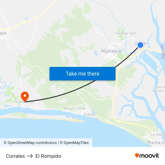 Corrales to El Rompido map