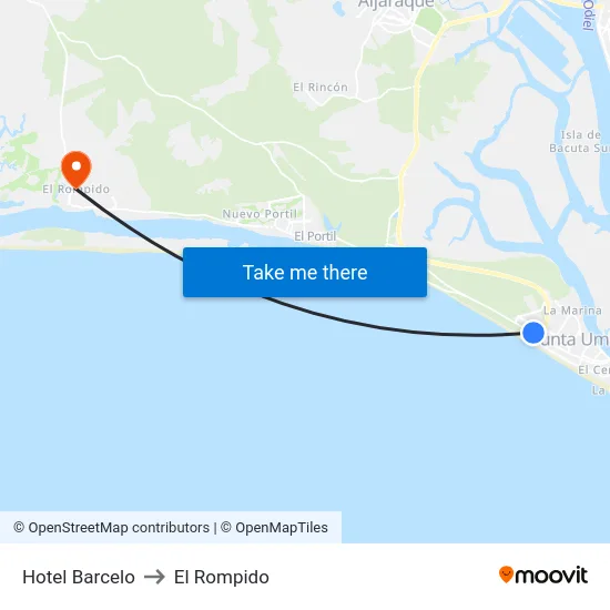 Hotel Barcelo to El Rompido map
