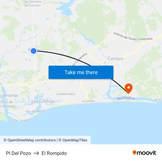 Pl Del Pozo to El Rompido map