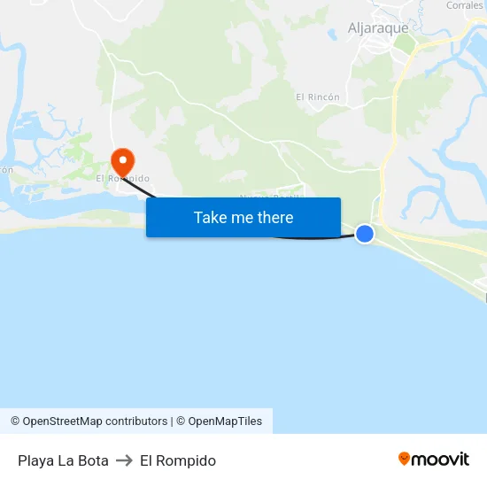 Playa La Bota to El Rompido map