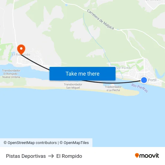 Pistas Deportivas to El Rompido map