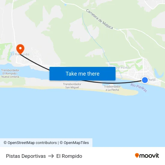 Pistas Deportivas to El Rompido map