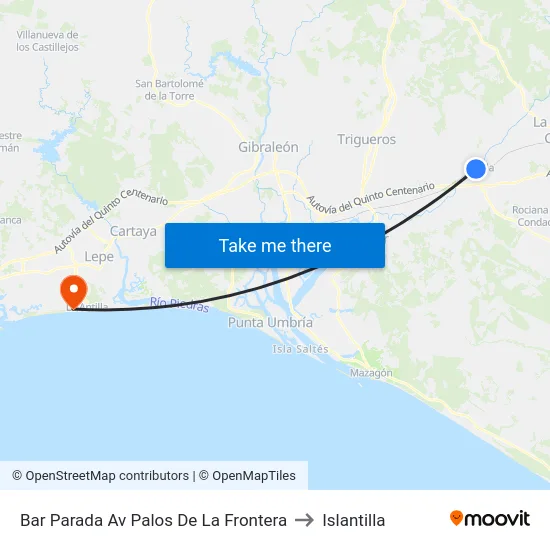 Bar Parada Av Palos De La Frontera to Islantilla map