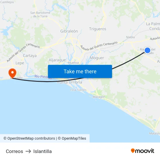 Correos to Islantilla map