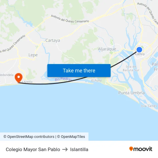 Colegio Mayor San Pablo to Islantilla map