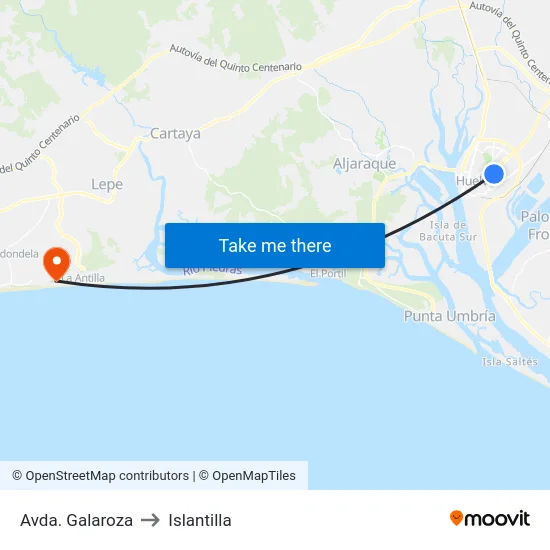Avda. Galaroza to Islantilla map