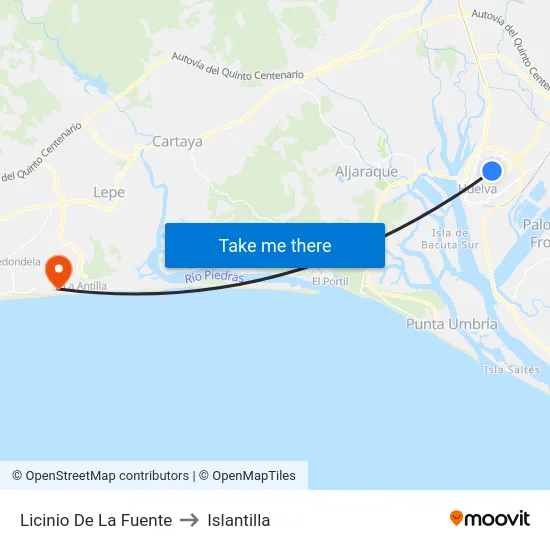 Licinio De La Fuente to Islantilla map
