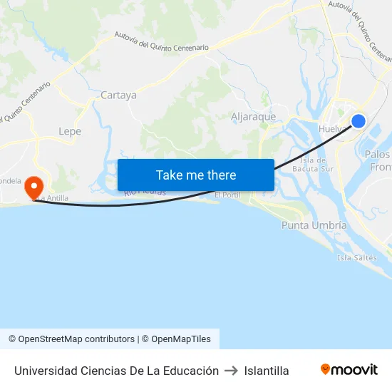 Universidad Ciencias De La Educación to Islantilla map