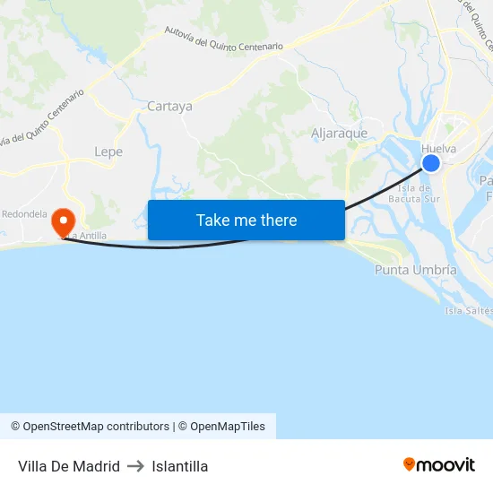 Villa De Madrid to Islantilla map