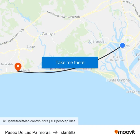 Paseo De Las Palmeras to Islantilla map