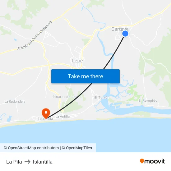 La Pila to Islantilla map