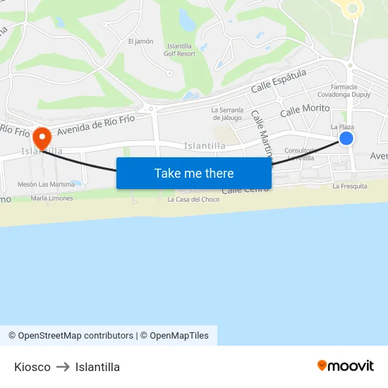 Kiosco to Islantilla map
