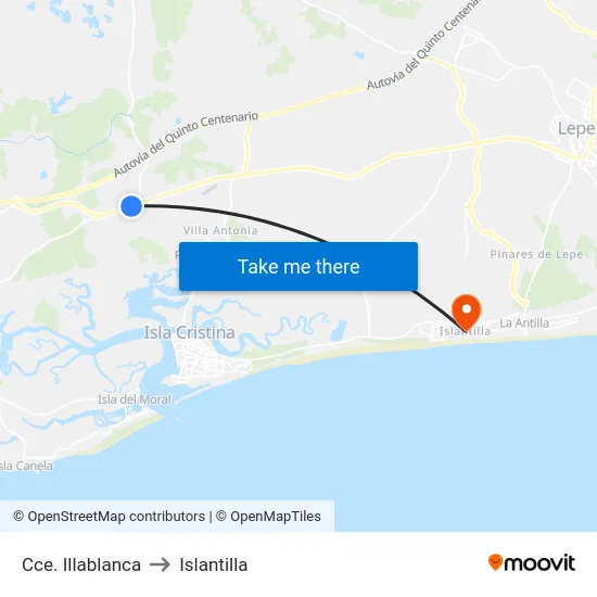 Cce. Illablanca to Islantilla map