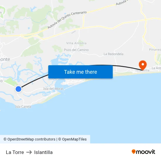 La Torre to Islantilla map