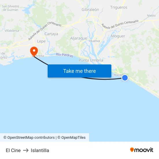 El Cine to Islantilla map