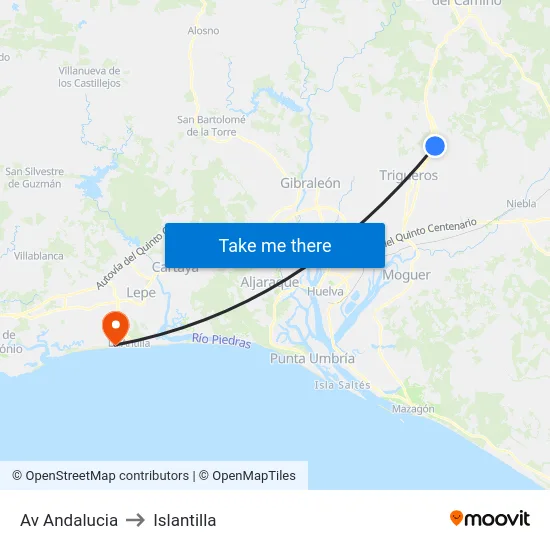 Av Andalucia to Islantilla map
