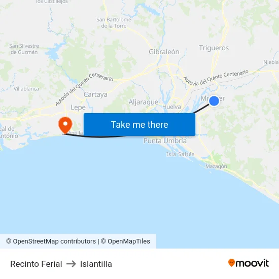 Recinto Ferial to Islantilla map