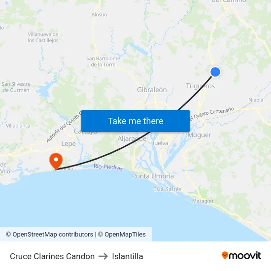 Cruce Clarines Candon to Islantilla map