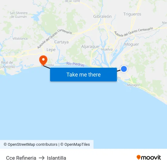 Cce Refineria to Islantilla map
