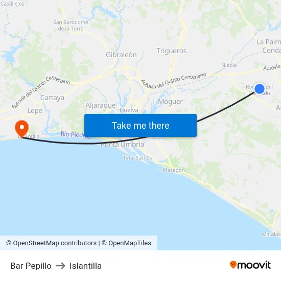 Bar Pepillo to Islantilla map