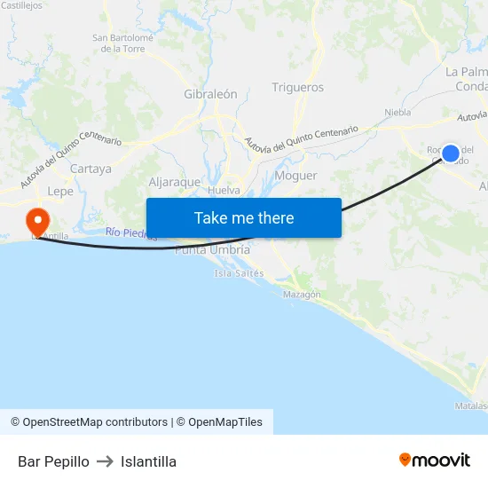 Bar Pepillo to Islantilla map