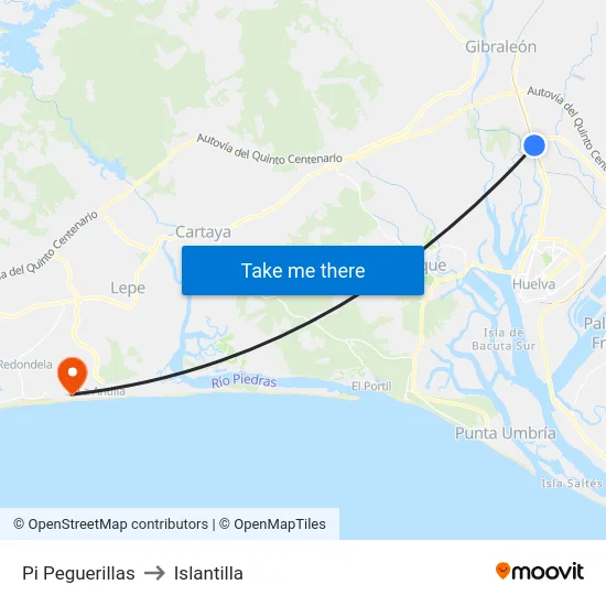 Pi Peguerillas to Islantilla map