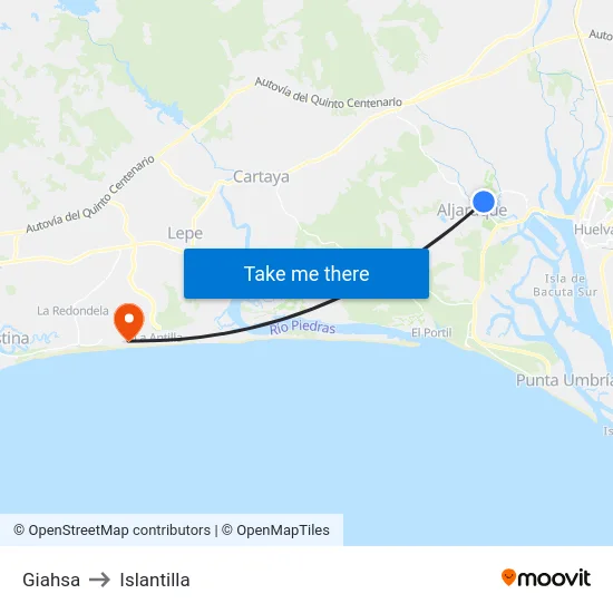 Giahsa to Islantilla map