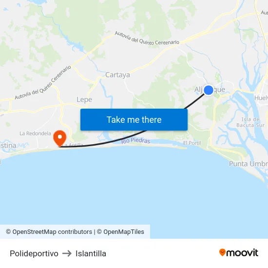 Polideportivo to Islantilla map