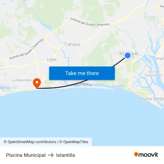 Piscina Municipal to Islantilla map