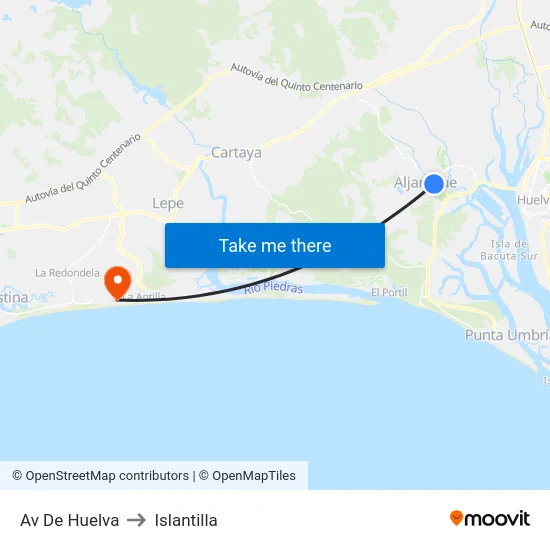 Av De Huelva to Islantilla map