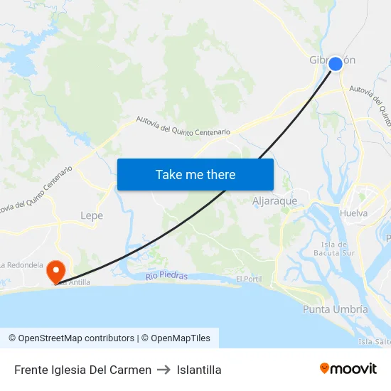 Frente Iglesia Del Carmen to Islantilla map