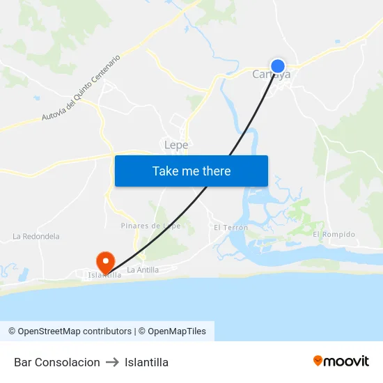 Bar Consolacion to Islantilla map