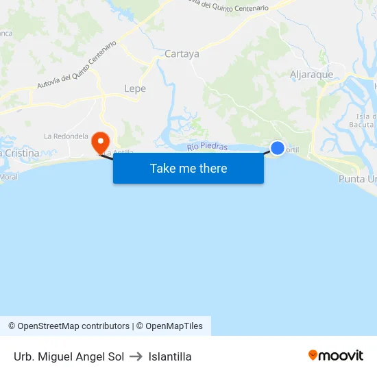 Urb. Miguel Angel Sol to Islantilla map