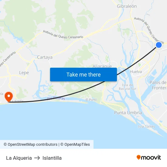La Alqueria to Islantilla map