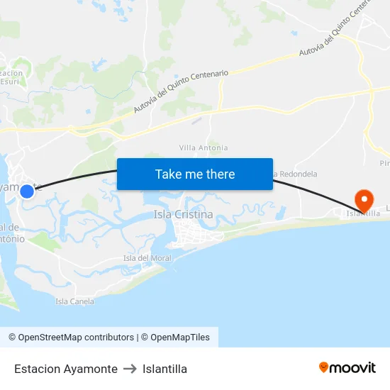 Estacion Ayamonte to Islantilla map