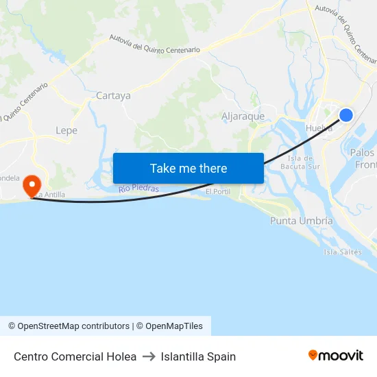 Centro Comercial Holea to Islantilla Spain map