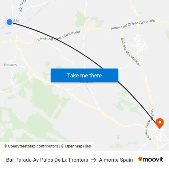 Bar Parada Av Palos De La Frontera to Almonte Spain map