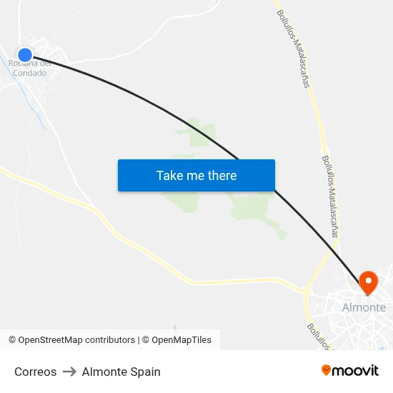 Correos to Almonte Spain map