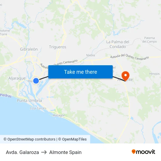 Avda. Galaroza to Almonte Spain map