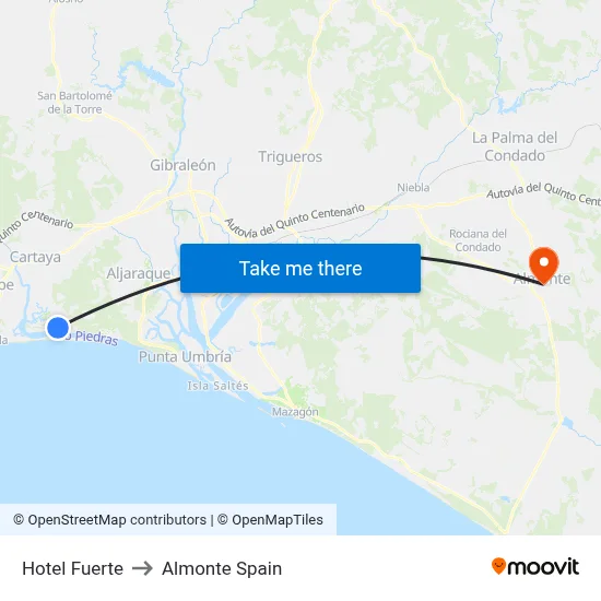 Hotel Fuerte to Almonte Spain map
