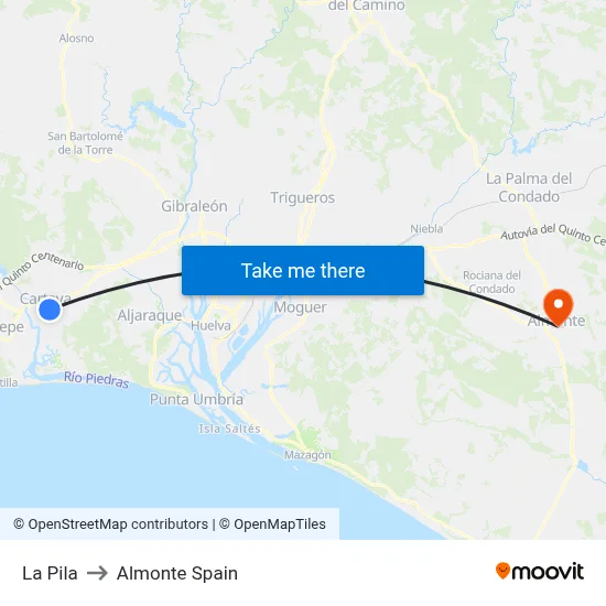 La Pila to Almonte Spain map