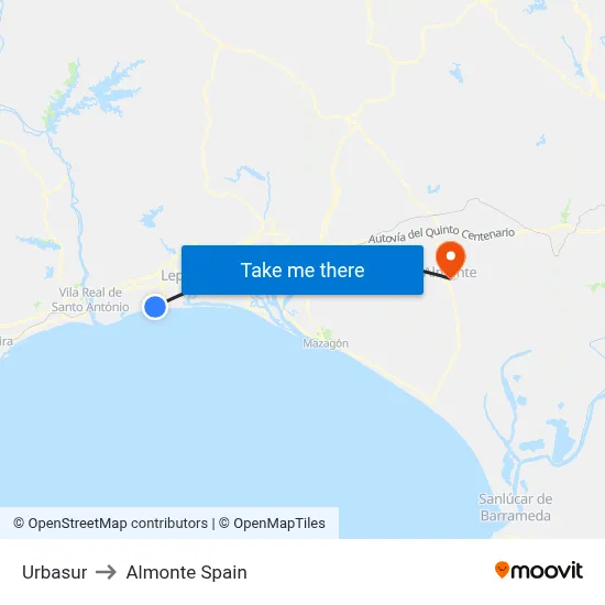Urbasur to Almonte Spain map