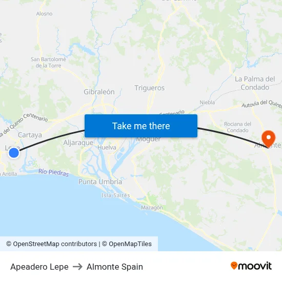 Apeadero Lepe to Almonte Spain map