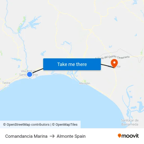 Comandancia Marina to Almonte Spain map