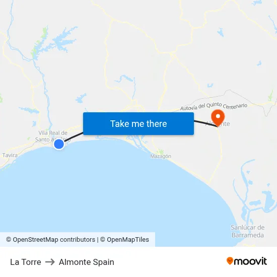 La Torre to Almonte Spain map