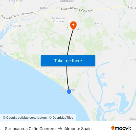 Surfasaurus Caño Guerrero to Almonte Spain map