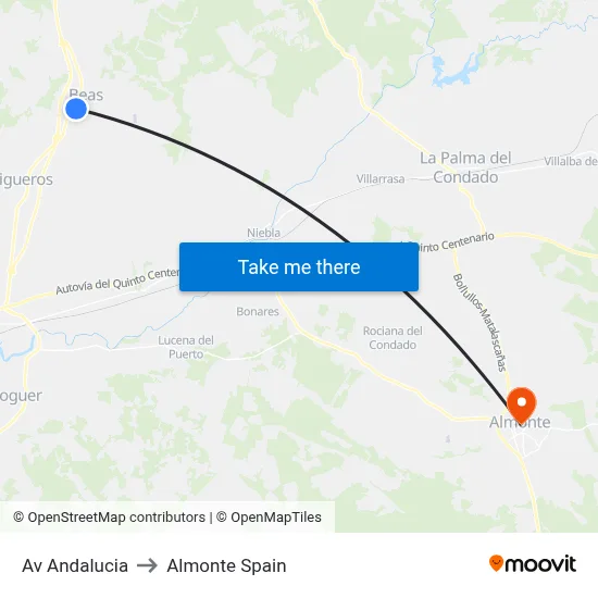 Av Andalucia to Almonte Spain map