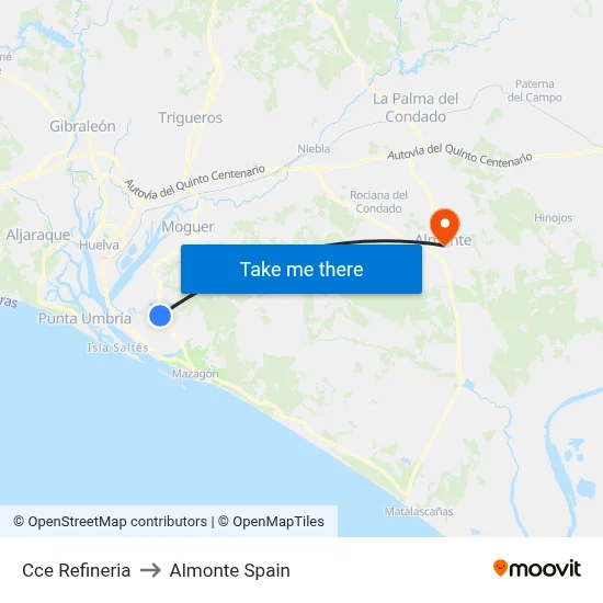 Cce Refineria to Almonte Spain map