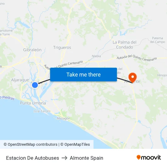 Estacion De Autobuses to Almonte Spain map