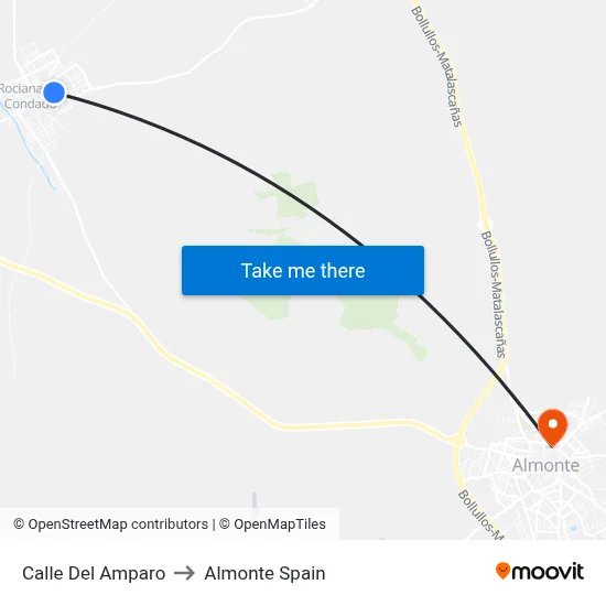 Calle Del Amparo to Almonte Spain map